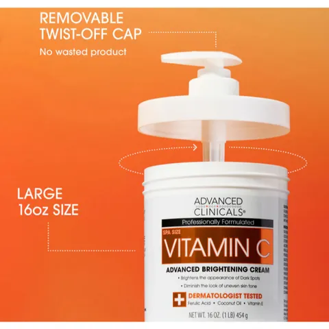 [Mỹ] Kem Vitamin C Advanced Clinicals 454g Dưỡng Da Trắng Sáng