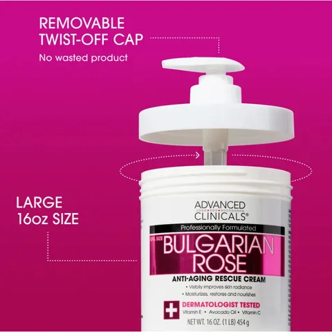 [MỸ] Kem Dưỡng Thể Bulgarian Rose Advanced Clinicals 454g Làm tươi mới làn da xỉn màu giúp làn da trông rạng rỡ.