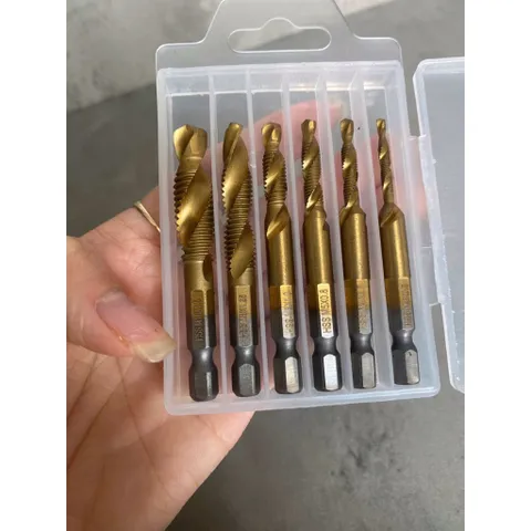 Bộ 6 mũi khoan taro tạo ren sắt thép inox taro ren M3-M10 chuôi lục giác