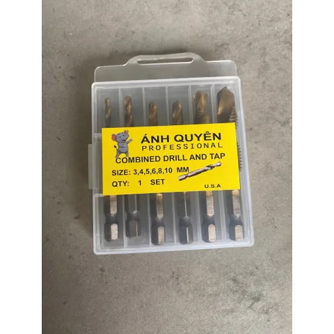Bộ 6 mũi khoan taro tạo ren sắt thép inox taro ren M3-M10 chuôi lục giác