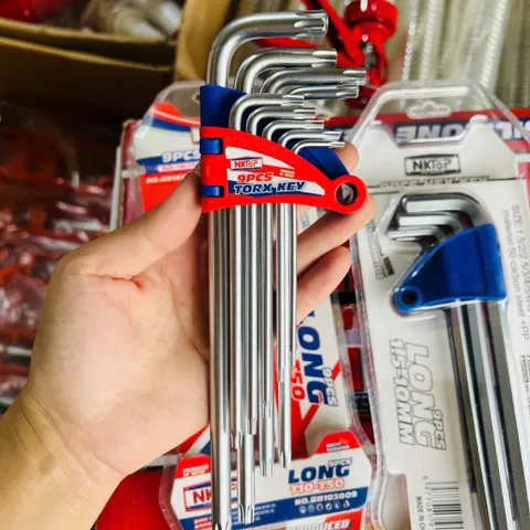 Bộ Lục Giác ,HOA THỊ NKTOP 9 Chi Tiết Thép CR-V Cứng Cáp, Chống Gỉ, Đa Năng