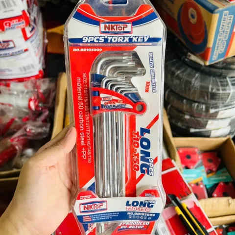 Bộ Lục Giác ,HOA THỊ NKTOP 9 Chi Tiết Thép CR-V Cứng Cáp, Chống Gỉ, Đa Năng
