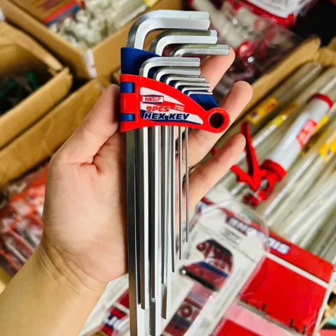 Bộ Lục Giác ,HOA THỊ NKTOP 9 Chi Tiết Thép CR-V Cứng Cáp, Chống Gỉ, Đa Năng