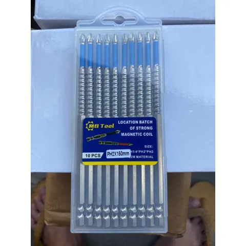 . Hộp 10 đầu vít chống trượt MB Tool  đầu vít 4 cạnh đủ mã 50mm, 65mm, 90mm 150mm hàng chính hãng -