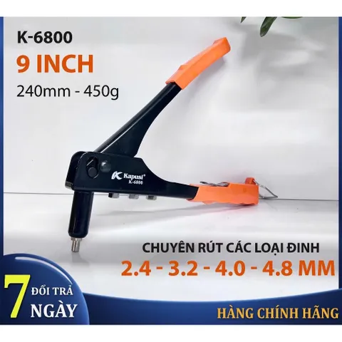 Kìm Rút Đinh Tán Kapusi K-6800 9 Inch – Dùng Đinh Rive 2.4/3.2/4.0/4.8mm Chính Hãng