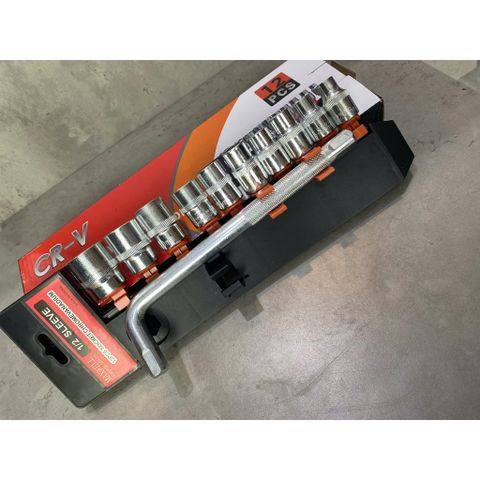Bộ tuýp khẩu 10 chi tiết 1/2 cần chữ L từ 8-24