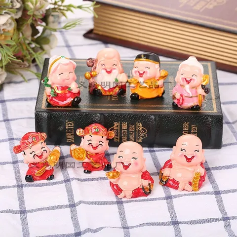 Tượng Thần Tài, Ông Thọ Bà Thọ Mini cao 4.5cm – Trang Trí Bánh Kem, Ô Tô, Để Bàn, Resin