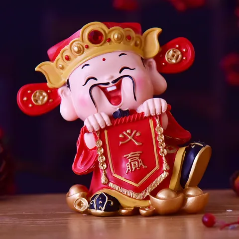 Tượng Thần Tài Mini Trang Trí Tết – Bộ 3 Tượng Ông Thần Tài Đón May Mắn Tài Lộc Để Bàn, Decor Cửa Hàng
