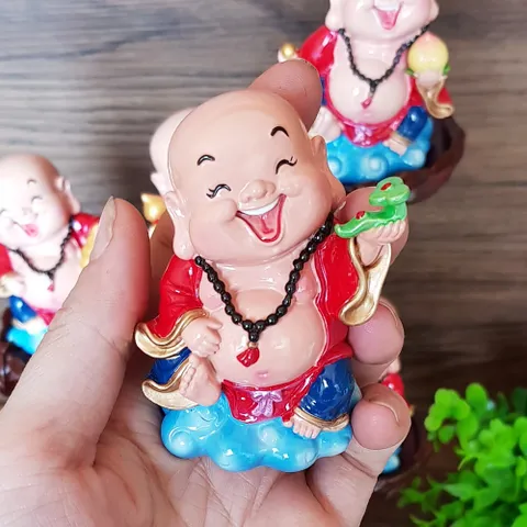 Bộ 05 tượng Di Lặc 7cm kèm chân đế ánh vàng