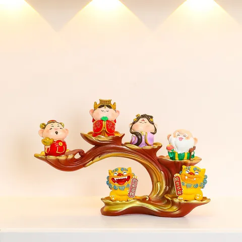 Tượng Ngũ Phúc Tiểu Thần Tiên – Trang Trí Lối Vào, Đón Thần Tài, Quà Tặng Tân Gia