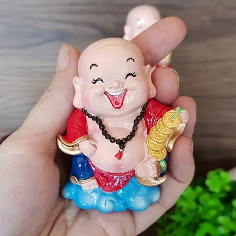 Bộ 05 tượng Di Lặc 7cm kèm chân đế ánh vàng