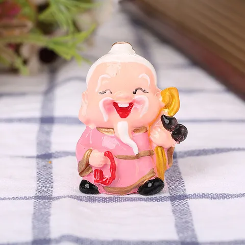 Tượng Thần Tài, Ông Thọ Bà Thọ Mini cao 4.5cm – Trang Trí Bánh Kem, Ô Tô, Để Bàn, Resin