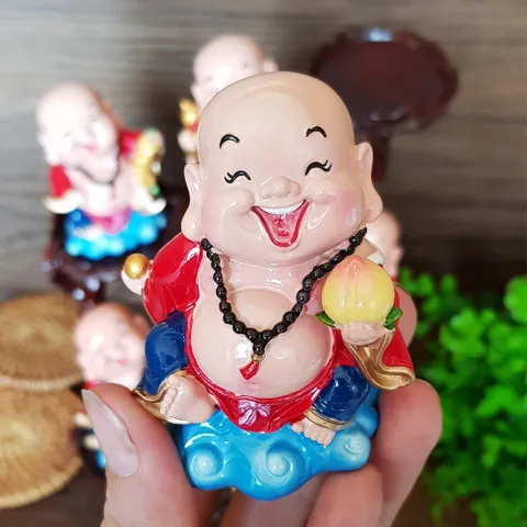 Bộ 05 tượng Di Lặc 7cm kèm chân đế ánh vàng