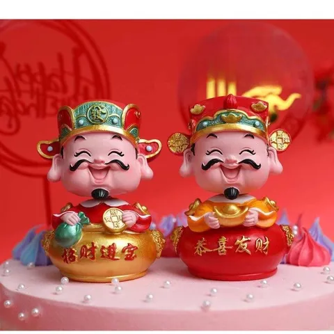 Tượng Thần Tài 10cm đầu lò xo lắc lư trang trí bàn làm việc, taplo ô tô, quà tặng