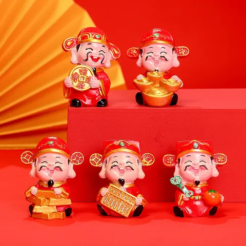 Bộ Tượng Ngũ Lộ Thần Tài Chibi May Mắn – Đồ Trang Trí Bàn Làm Việc Văn Phòng
