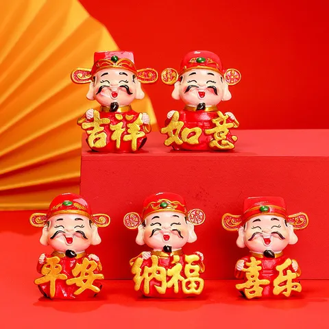 Bộ Tượng Ngũ Lộ Thần Tài Chibi May Mắn – Đồ Trang Trí Bàn Làm Việc Văn Phòng