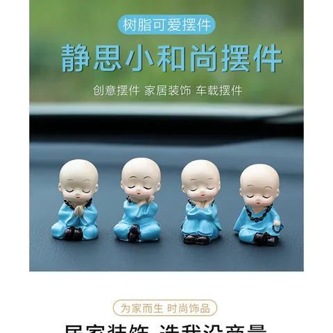 Tượng Chú Tiểu Thiền Ý Ngồi Gốc Cây – Trang Trí Ô Tô, Để Bàn, Nhà Cửa, Resin Chibi