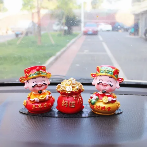 Tượng Thần Tài 10cm đầu lò xo lắc lư trang trí bàn làm việc, taplo ô tô, quà tặng