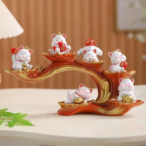 Tượng Mèo Thần Tài Chiêu Tài – Trang Trí Phòng Khách, Lối Vào, Bàn Làm Việc, Quà Tân Gia