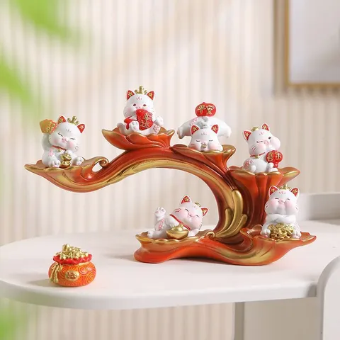 Tượng Mèo Thần Tài Chiêu Tài – Trang Trí Phòng Khách, Lối Vào, Bàn Làm Việc, Quà Tân Gia