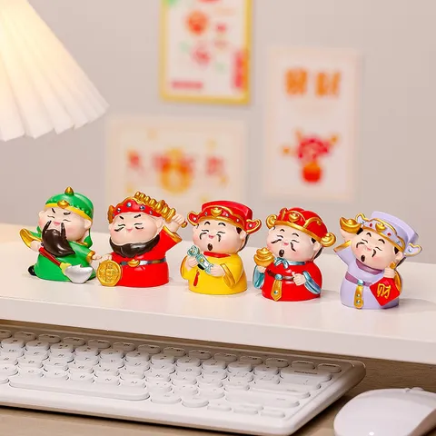 Tượng Thần Tài dễ thương sáng tạo, đồ trang trí để bàn, quà tặng văn phòng, đồ trang trí bàn làm việc bằng nhựa resin