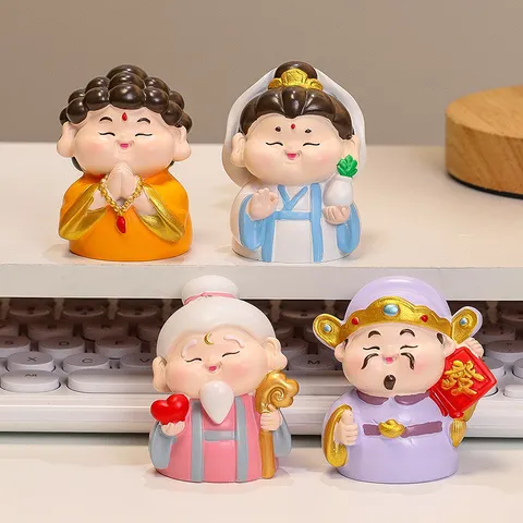 Tượng Thần Tài dễ thương sáng tạo, đồ trang trí để bàn, quà tặng văn phòng, đồ trang trí bàn làm việc bằng nhựa resin