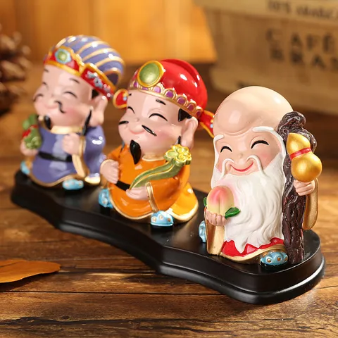 Tượng Resin Phúc Lộc Thọ & Thần Tài Mini – Trang Trí Nhà, Ô Tô, Cửa Hàng Khai Trương, Chiêu Tài