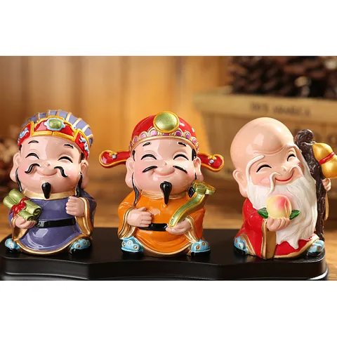 Tượng Resin Phúc Lộc Thọ & Thần Tài Mini – Trang Trí Nhà, Ô Tô, Cửa Hàng Khai Trương, Chiêu Tài