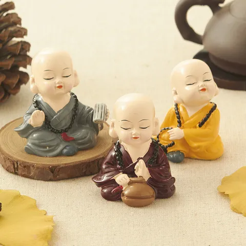 Tượng Chú Tiểu Chibi Resin – Trang Trí Ô Tô, Để Bàn, Phòng Khách, Phong Cách Thiền
