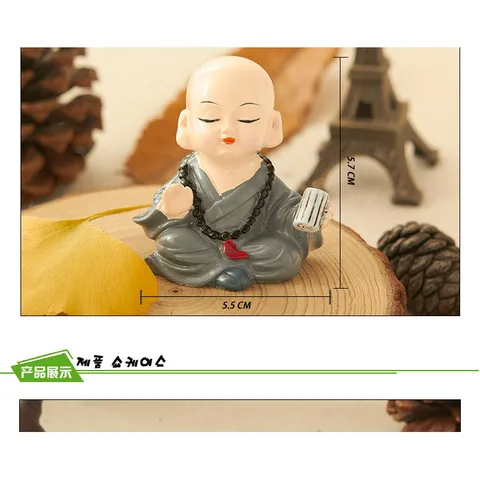 Tượng Chú Tiểu Chibi Resin – Trang Trí Ô Tô, Để Bàn, Phòng Khách, Phong Cách Thiền