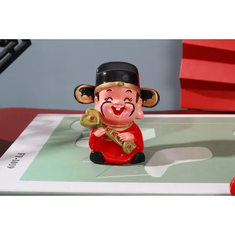 Tượng Ngũ Phúc & Ngũ Lộ Thần Tài Chibi – Trang Trí Ô Tô, Để Bàn, Resin May Mắn