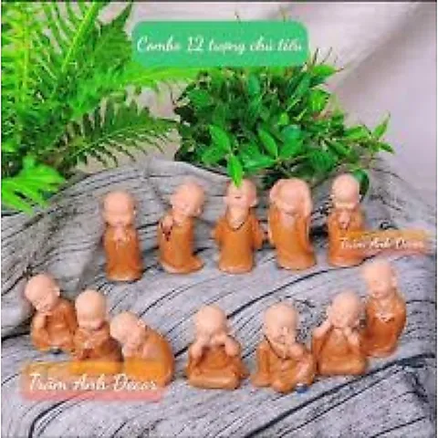 Bộ 12 chú tiểu 8 cm đủ dáng - FREESHIP - Bộ tượng chú tiểu an nhiên vui vẻ (giá trọn hộ)
