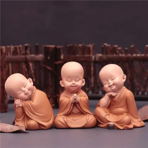 Bộ 12 chú tiểu 8 cm đủ dáng - FREESHIP - Bộ tượng chú tiểu an nhiên vui vẻ (giá trọn hộ)