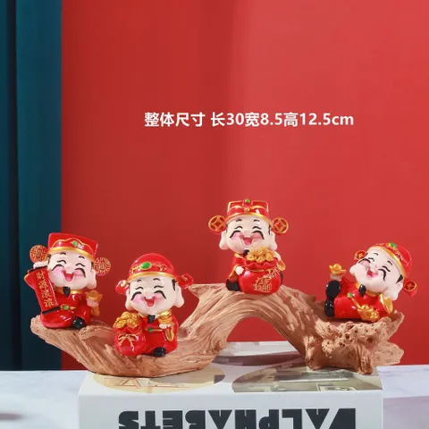 Tượng Ngũ Phúc & Ngũ Lộ Thần Tài Chibi – Trang Trí Ô Tô, Để Bàn, Resin May Mắn