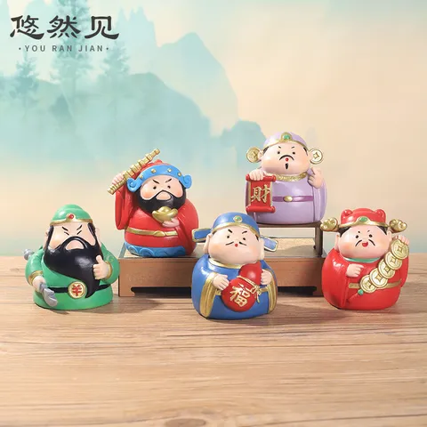 Bộ Tượng Thần Tài Phong Thủy Mini Đáng Yêu – Decor Bàn Làm Việc, Trang Trí Bàn Thờ Thần Tài Hút Lộc May Mắn