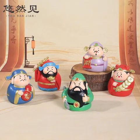 Bộ Tượng Thần Tài Phong Thủy Mini Đáng Yêu – Decor Bàn Làm Việc, Trang Trí Bàn Thờ Thần Tài Hút Lộc May Mắn