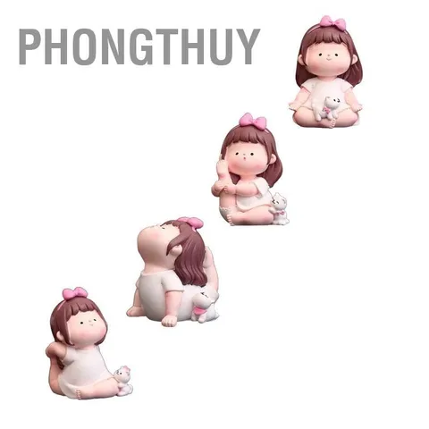 [Hàng HOT] Tượng bé gái bé mập tập Yoga để bàn Đáng Yêu Trang Trí Bàn học Xe Ô Tô【PhongThuy】
