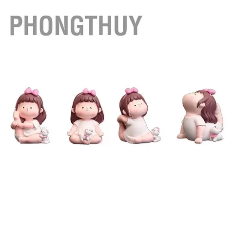 [Hàng HOT] Tượng bé gái bé mập tập Yoga để bàn Đáng Yêu Trang Trí Bàn học Xe Ô Tô【PhongThuy】