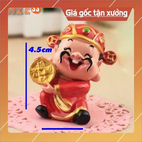 Bộ tượng 2 thần tài Bộ đôi Thần Tài May mắn cao cấp Tượng mini trang trí Xe hơi Bàn làm việc