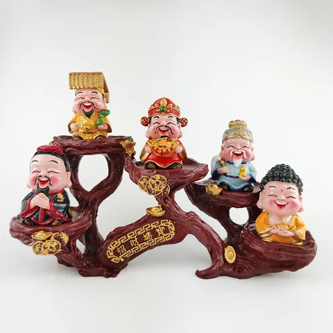 Tượng Ngũ Thánh Thần Tài Mini – Trang Trí Để Bàn, Phong Thủy Chiêu Tài, Quà Tặng Cao Cấp