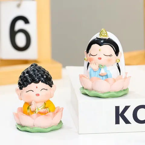 Bộ Tượng Mini Quan Âm – Phật – Thần Tài – Quan Công – Phúc Lộc Thọ Ngồi Đài Sen – Decor Phong Thủy May Mắn