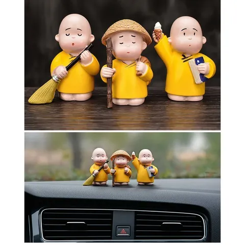 BỘ TƯỢNG 3 CHÚ TIỂU TỊNH TÂM - TRÍ TUỆ - HÀNH ĐỘNG ĐẶT Ô TÔ, BÀN LÀM VIỆC