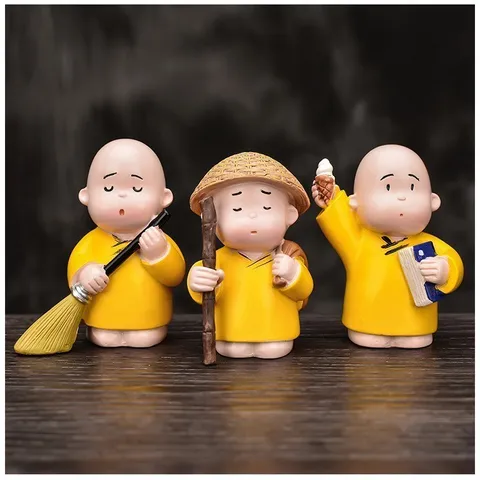 BỘ TƯỢNG 3 CHÚ TIỂU TỊNH TÂM - TRÍ TUỆ - HÀNH ĐỘNG ĐẶT Ô TÔ, BÀN LÀM VIỆC
