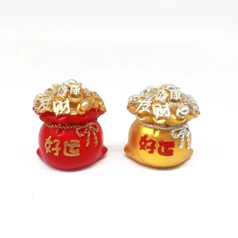 Bao túi đồng xu đỏ, vàng nhỏ xinh tranh trí  tiểu cảnh, bánh kem, để xe hơi ... phong thủy may mắn tài lộc