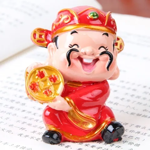 Tượng Thần Tài Cầm Xu Mini – Tượng Phong Thủy May Mắn, Hút Tài Lộc Đầu Năm