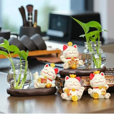 Bộ 4 mèo thần tài mini may mắn - FREESHIP - Trang trí nhà cửa xe hơi bàn làm việc
