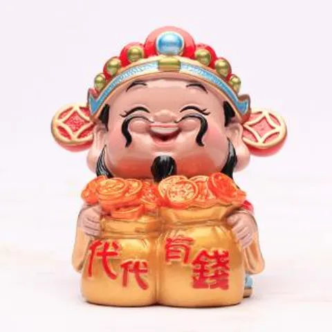 Tượng thần tài ôm túi vàng to - FREESHIP - Tượng thần tài bóng cao cấp trang trí phong thủy 7 cm