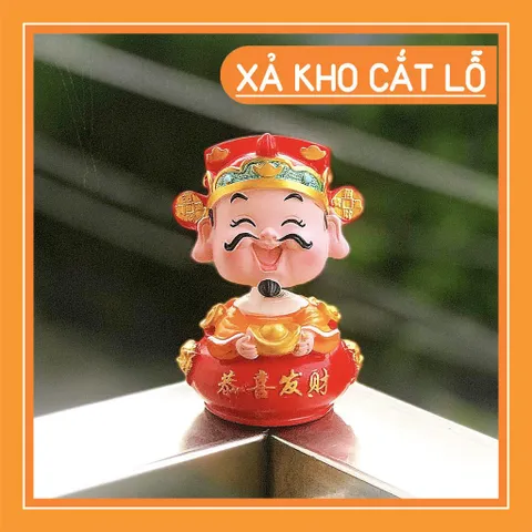 Tượng thần tài phong thủy, đầu lò xo, thích hợp để trang trí nhà cửa, xe hơi