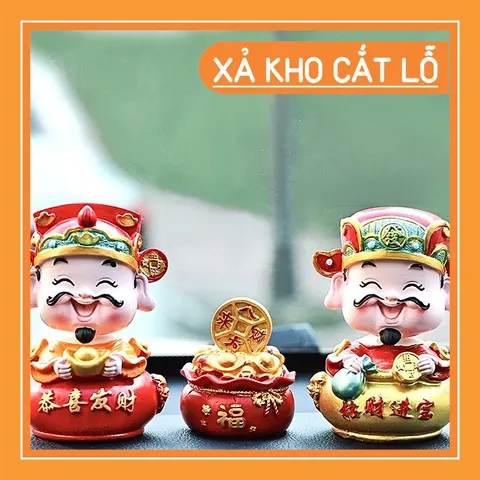 Tượng thần tài phong thủy, đầu lò xo, thích hợp để trang trí nhà cửa, xe hơi