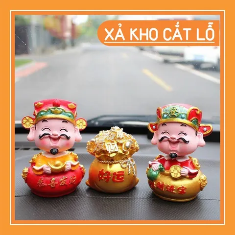 Tượng thần tài phong thủy, đầu lò xo, thích hợp để trang trí nhà cửa, xe hơi